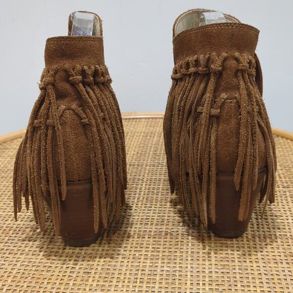 Vélez for Leather Lovers Fringe Suede Boots US Women's 10 Western Heeled Booties - Picture 4 of 9